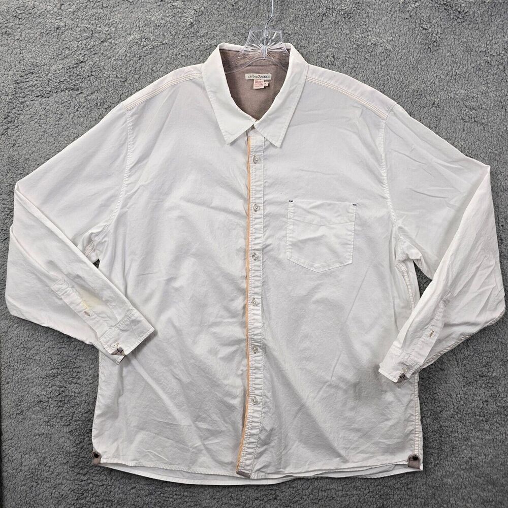 Carbon 2 Cobalt Men's White Long Sleeve Button Up Shirt Size XL **FLAWS**